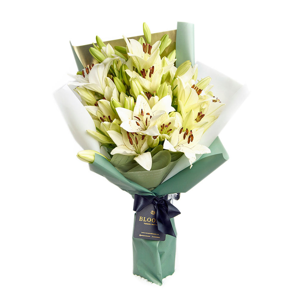 Crisp Snow Peruvian Lily Bouquet, Lily Gifts, White Lilies, Floral Gifts, Floral Bouquets, NY Same Day Delivery