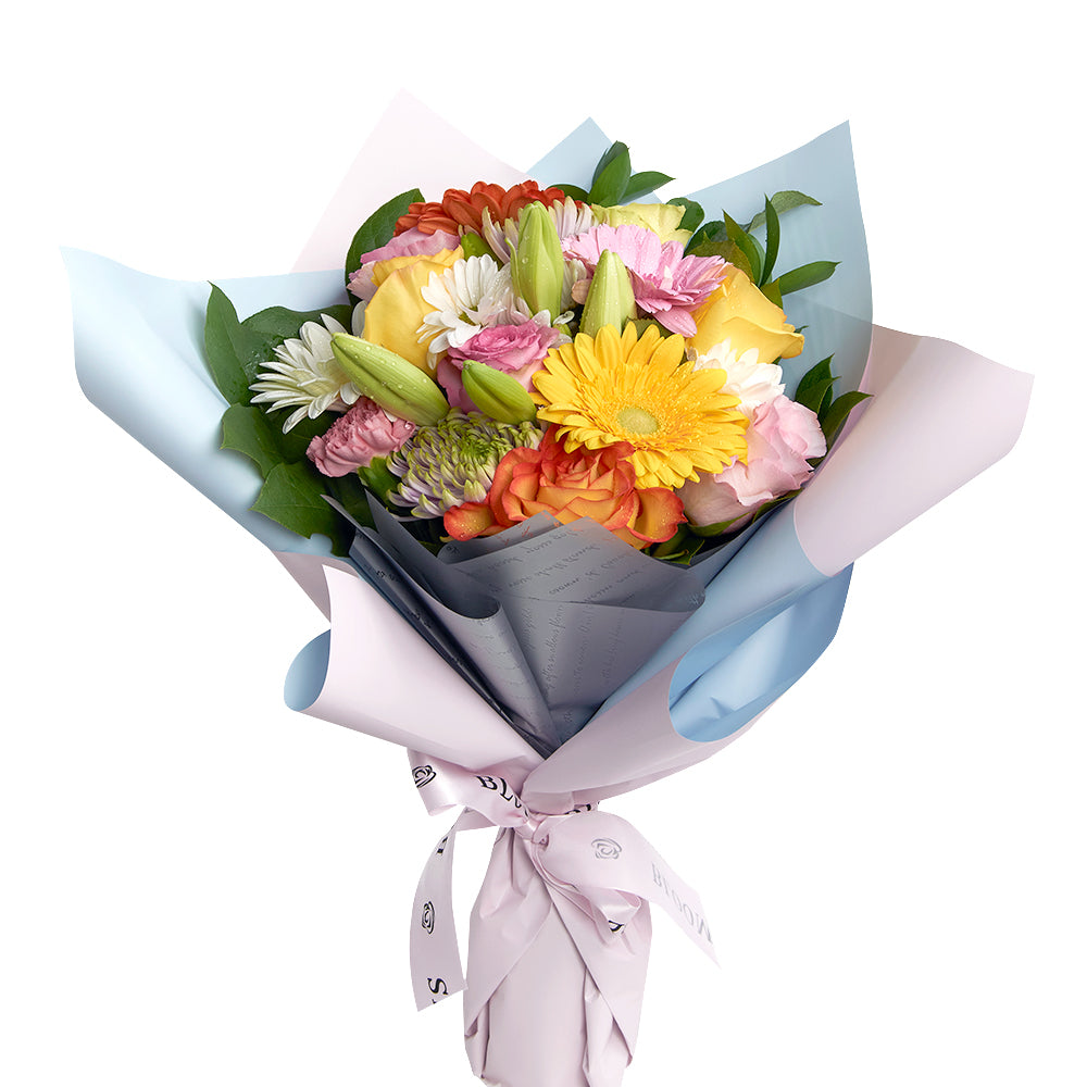 Caribbean Sunrise Mixed Floral Bouquet, Floral Gifts, Daisies, Roses, Carnations, Lilies, Chrysanthemums, Floral Bouquets, NY Same Day Delivery