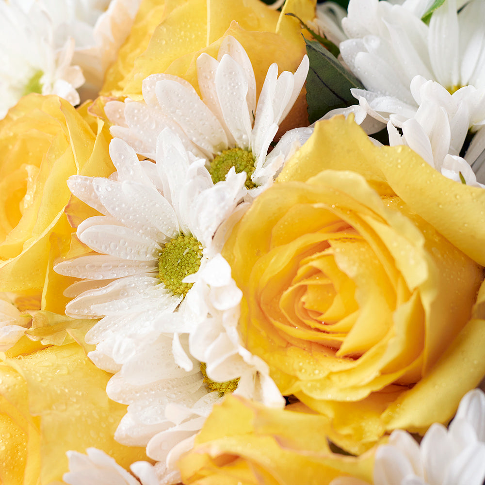Floral Fantasy Daisy Bouquet, Floral Gifts, Yellow Roses, White Daisies, Multi Colored Bouquet, Mixed Floral Bouquet, NY Same Day Delivery