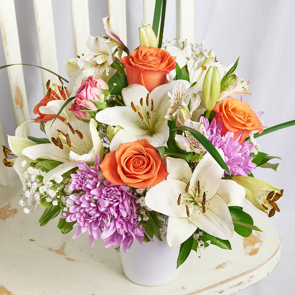Heavenly Scents Flowers & Champagne Gift, Mixed Floral Arrangement, Spa Gift Set, Floral Gift Set, Floral Gift Baskets, Candles, Floral Gifts, NY Same Day Delivery
