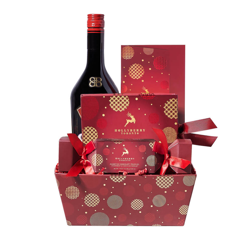 Holiday Liquor & Truffle Gift Tray, liquor gift baskets, Christmas gift baskets, gourmet gift baskets, holiday gifts, holiday, christmas gift, christmas, liquor gift, liquor, chocolate gift, chocolate New York Blooms