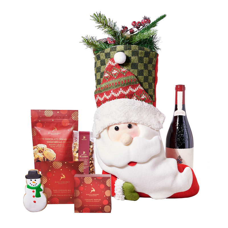 Holiday Stocking Wine Gift Set, wine gift basket, wine gift, wine, christmas gift basket, christmas gift, christmas, holiday gift basket, holiday gift, holiday, gourmet gift basket, gourmet gift, gourmet New York Blooms