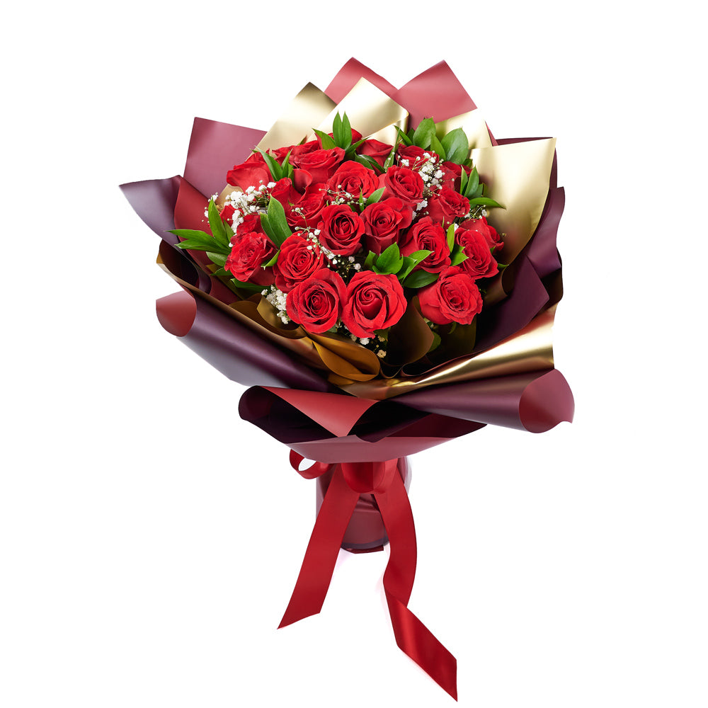 Valentine's Day 24 Red Roses Bouquet from New York Blooms - Flower Gifts - New York Delivery.