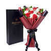 Valentine's Day 12 Stem Red & White Rose Bouquet With Box, New York Same Day Flower Delivery, Valentine's Day gifts, roses