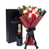 Valentine's Day 12 Stem Red & White Rose Bouquet With Box & Champagne, Valentine's Day gifts, roses, champagne gifts, Toronto Same Day Flower Delivery