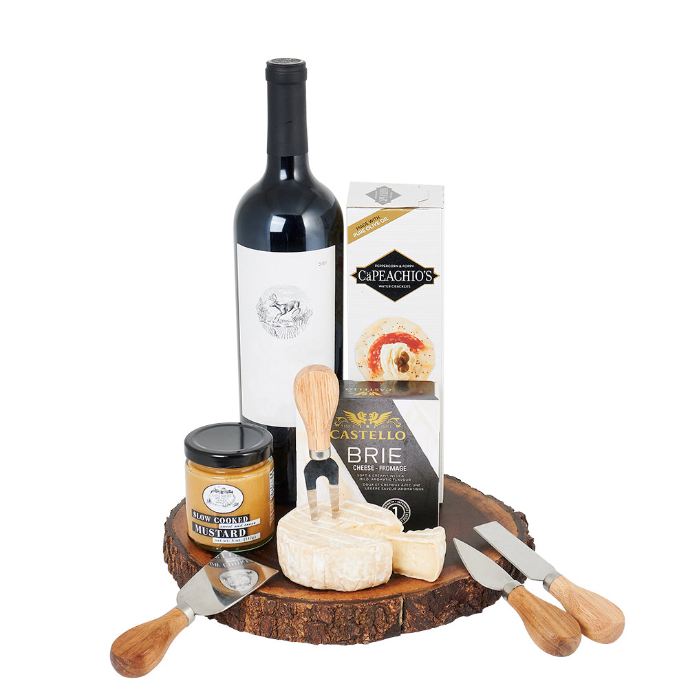 Lake Joseph Wine and Cheese Board, Gourmet Gift Baskets, Wine Gift Baskets, Wine, Cheese, Crackers, NY Same Day Delivery