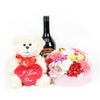 Love In Paris Flowers & Spirits Gift, Plushies, Liquor, Spirits, Mixed Flower Hat Box, Floral Gift Baskets, NY Same Day Delivery