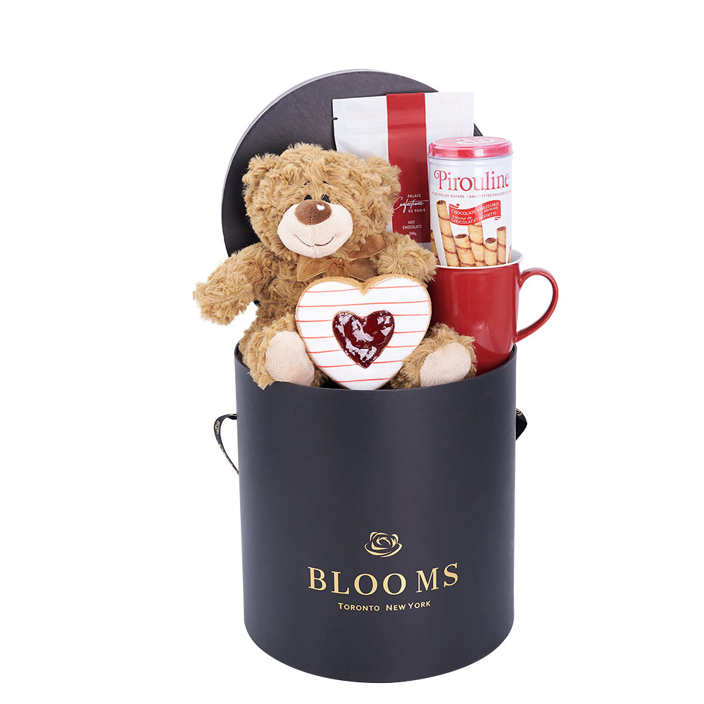 Mother’s Day Hot Chocolate &amp; Teddy Gift Box from New York Blooms - Gourmet Gift Sets - New York Delivery.