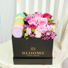 Complete Macaron & Flower Gift Box, Mother's Day Gift Baskets, Macarons, Mixed Floral Arrangement, Floral Hat Box, NY Same Day Delivery