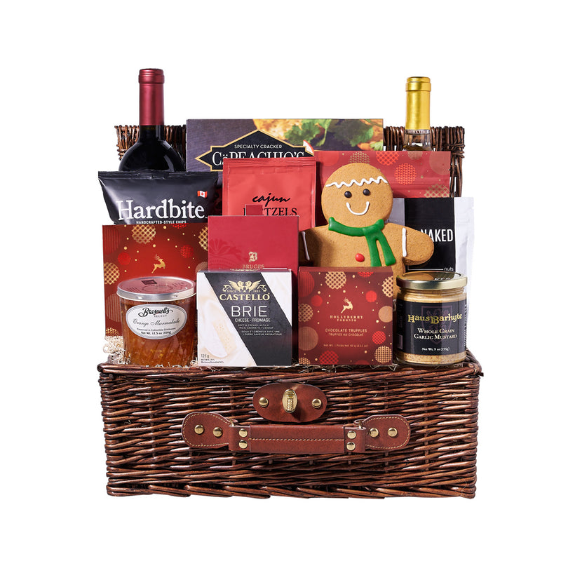 Let It Snow Wine Duo Gift Basket, wine gift, wine, gourmet gift, gourmet, christmas wine gift, christmas wine, charcuterie gift, charcuterie, snack gift, snack New York Blooms