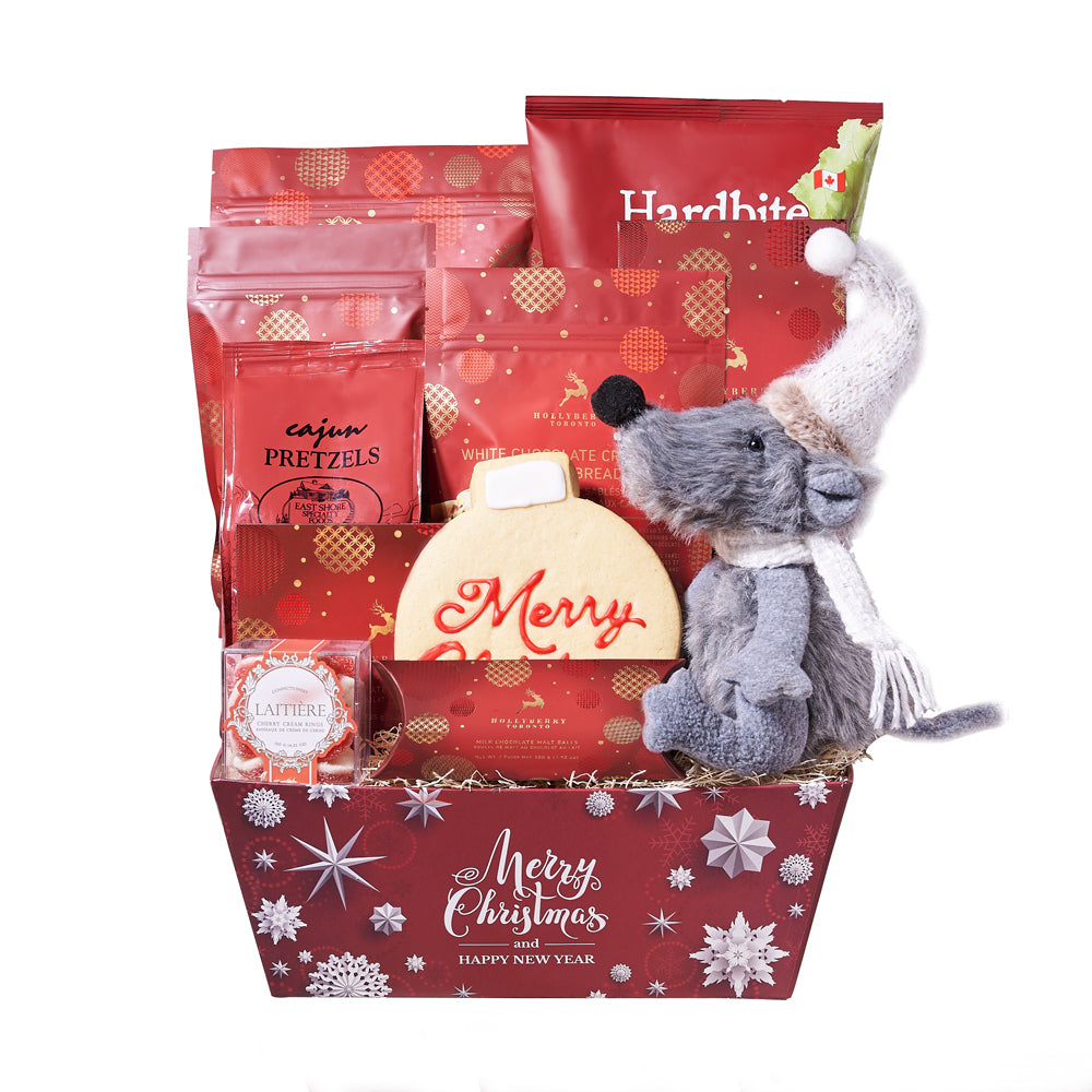 Holiday Mouse & Gourmet Gift Basket, gourmet gift basket, gourmet, christmas gift basket, christmas gift, christmas, holiday gift basket, holiday, holiday gift, candy gift, New York Blooms