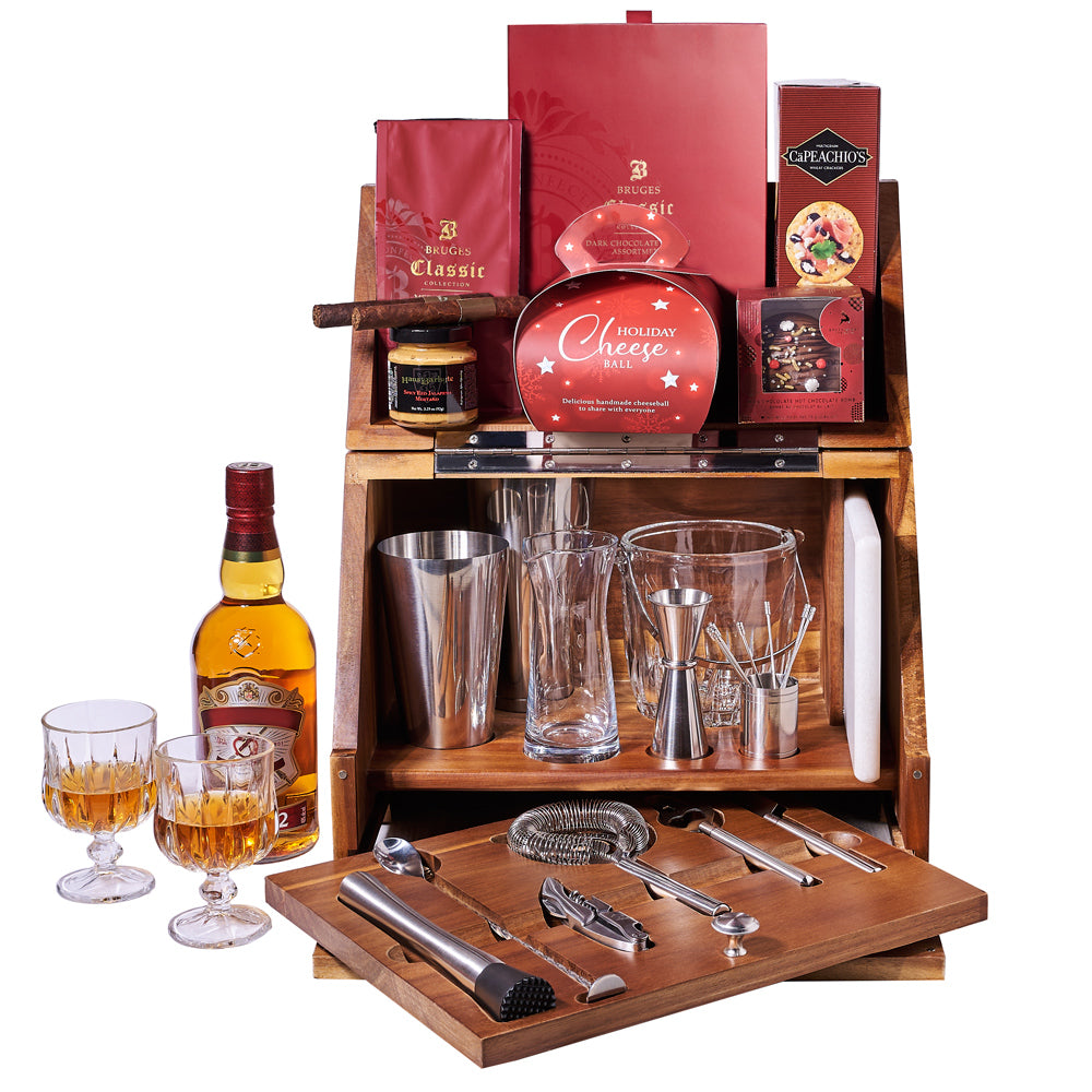 Lavish Holiday Cocktail Gift, holiday gift basket, holiday gift, holiday, christmas gift basket, christmas gift, christmas, liquor gift basket, liquor gift, liquor, gourmet gift basket, gourmet gift, gourmet, gift, basket, gift basket New York Blooms