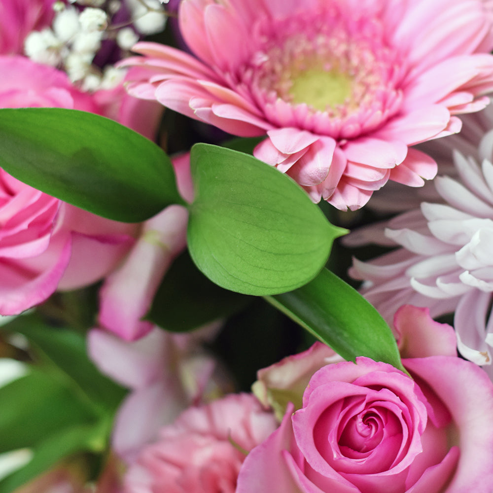 Perfect Pink Mixed Arrangement from New York Blooms - Mixed Floral Hat Box - New York Delivery.