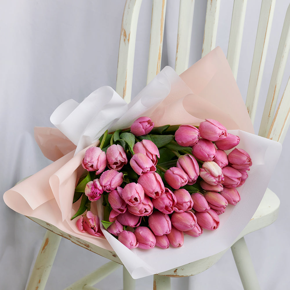 Pink Paradise Tulip Bouquet from New York Blooms - Floral Gifts - New York Delivery.