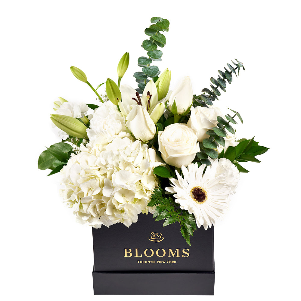 Pops of Joy Floral Centerpiece from New York Blooms - Mixed Floral Hat Box - New York Delivery.