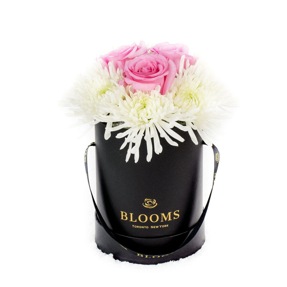 Simplistic Elegance Rose and Mums Box Arrangement from New York Blooms - Mixed Flower Gifts - New York Delivery.