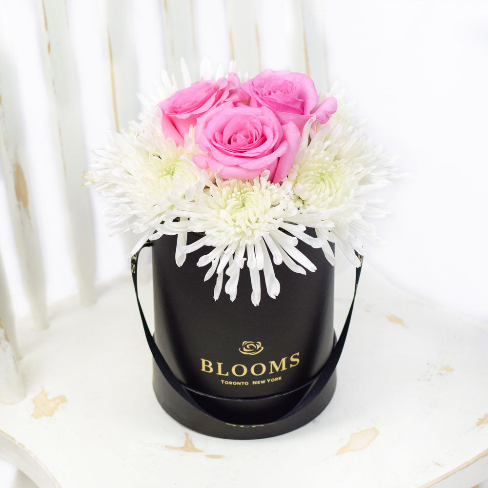 Simplistic Elegance Rose and Mums Box Arrangement from New York Blooms - Mixed Flower Gifts - New York Delivery.