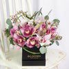Softly Pink Orchid Box Arrangement from New York Blooms - Mixed Floral Hat Box - New York Delivery.