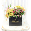 Spring Bloom Peruvian Lily Hat Box from New York Blooms - Mixed Floral Hat Box - New York Delivery.