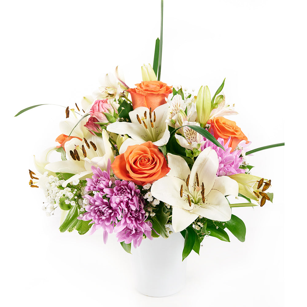 Spring Rose & Lily Arrangement from New York Blooms - Mixed Floral Gifts - New York Delivery.