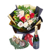 Sweet Surprises Forever Flowers & Champagne Gift, Floral Gift Baskets, Champagne Gift Baskets, Chocolate Dipped Pears,  Mixed Floral Bouquets, Floral Gift Set, NY Same Day Delivery