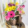 Mother’s Day Floral Wooden Cart from New York Blooms - Mixed Floral Gift Arrangement - New York Delivery.