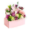 Think of Pink Box Arrangement, Lilies, Roses, Peruvian Lilies, Tulips, Mixed Floral Arrangement, Floral Gifts, NY Same Day Delivery