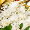 Valentine’s Day 12 Stem White Rose Bouquet With Box & Champagne from New York Blooms - Flower & Champagne Gift Set - New York Delivery.