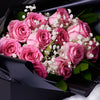 Valentine’s Day Dozen Pink Rose Bouquet With Box & Chocolate from New York Blooms - Flower Gift Set - New York Delivery.