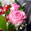 Valentine’s Day Dozen Red & Pink Rose Bouquet With Box & Chocolate from New York Blooms - Flower Gift Set - New York Delivery.